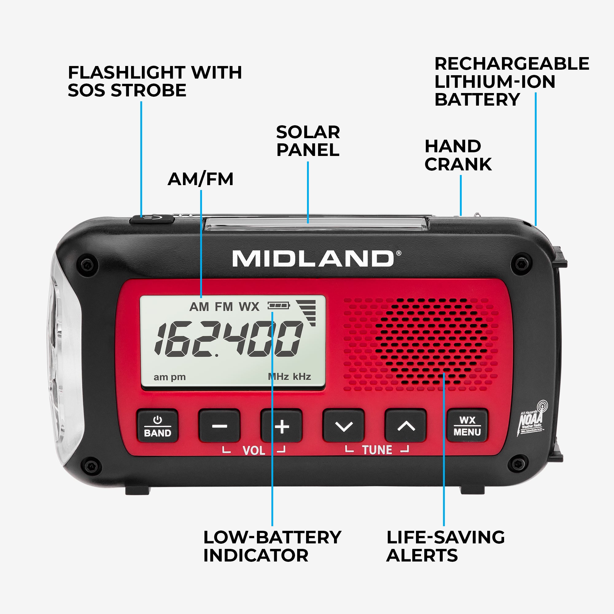 ER40 Portable Emergency Weather Alert Crank Radio - ER40 - Image 2