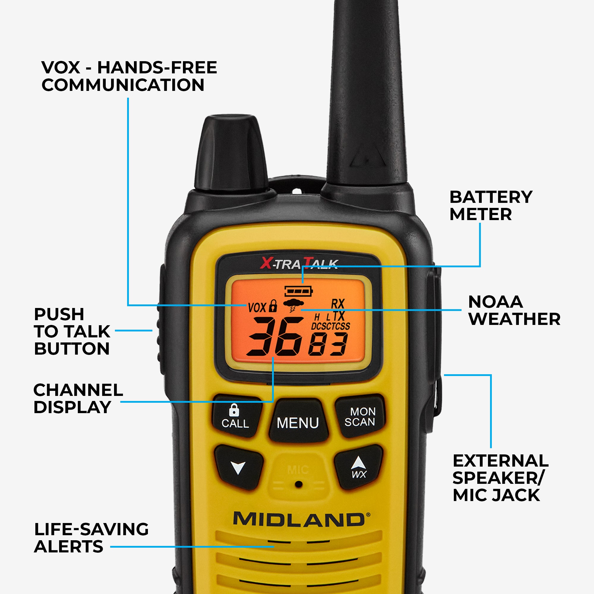 LXT630 FRS License‑Free Walkie Talkie 2-Pack Yellow - LXT630VP3 - Image 2